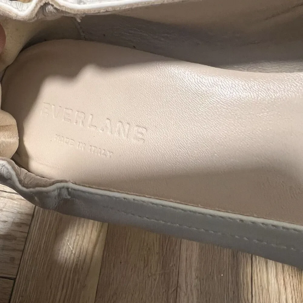 Everlane Shoes Womens 6.5 Ivory Leather Slip On Ballet ‎ Block Heel Round Toe